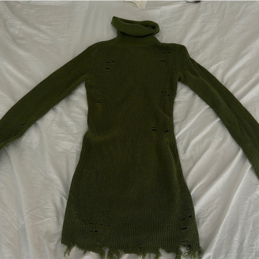 Lovers + Friends Olive Green Turtleneck Dress